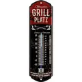 Produktbild: LANOLU Retro Blechschild GRILLPLATZ THERMOMETER - GRILL Schild Garten außen - Deko Garten Vintage Schilder - Blechschild Grill Geschenke Schild aus Metall mit Wölbung 8x28cm