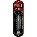 Produktbild: LANOLU Retro Blechschild GRILLPLATZ THERMOMETER analog aus Metall 8x28 cm