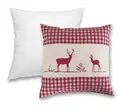 Produktbild: wometo Kissenhülle Landhaus Karo mit Stickerei Herz oder Hirsch, 40x40 cm, (1 Stück), OEKO-TEX®, Karo, Herz & Hirsch-Stickmotiv, MIT Füllung
