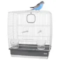 Produktbild: Vogelkäfig Käfig für Vögel Wellensittichkäfig Metall Vogelbauer klein grau weiß Transportkäfig mit Zubehör Vogelheim Kanarien