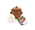 Produktbild: KERAZO Gärtopf 2 Liter aus Steinzeug Keramik inklusive Deckel + Stein + Anleitung [Form 2] BRAUN - Gurkentopf Einlegetopf Rumtopf Fermentation