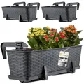 Produktbild: KADAX Blumenkasten 60 cm 3er Set Balkonkasten – Kunststoff Pflanzkasten für Balkon & Garten, Anthrazit, Wetterfest & Stabil, Ideal für Blumen & Kräuter