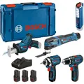 Produktbild: Bosch Combo-Kit 0615990N1D, 12V Akku, inkl. GSR 12V-15, GOP 12V-28, GSA 12V-14, 3 Akkus, Koffer