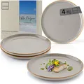 Produktbild: Sänger Rio Perlgrau| Teller Set 4 Personen, 4x Speiseteller Set aus Steingut, Dinner Set kratz- mikrowellen- spülmaschinenfest, Steingut Teller Essteller grau| VALUE COLLECTON