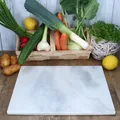 Produktbild: Marmor-Schneidebrett 40x30cm weiß-grau Tisch-Untersetzer Servierplatte Unterlage