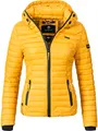 Produktbild: MARIKOO leichte Damen Übergangsjacke kurz mitteldick gefütterte Steppjacke mit Kapuze Samtpfote Gelb Gr. XS