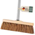 Produktbild: Kokosbesen mit Stiel, Kehrbesen Kokos mit Teleskopstiel Set, Saalbesen, Zimmerbesen, Straßenbesen mit Kokosborsten, Naturfaser