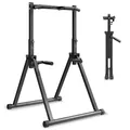 Produktbild: VEVOR Klimmzugstange faltbare Klimmzugstation Power Dip Station mit 150 kg Tragkraft & Dreiecksstruktur & robustem Stahlrohr, 9-fach höhenverstellbar, Krafttraining von Armen Rücken Schwarz