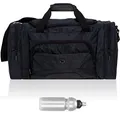 Produktbild: Sporttasche Damen Herren Color Big 55 cm 40 L Nassfach Reisetasche Sport Fitness Sauna Tasche groß 1296 + Trinkflasche (Black (Schwarz))