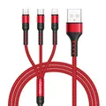 Produktbild: RAVIAD Multi USB Kabel, 3 in 1 Universal ladekabel Nylon Mehrfach Ladekabel Micro USB Typ C Lightning Kabel für iPhone, Android Samsung Galaxy, Huawei, Oneplus-1.2M