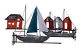 Produktbild: Kaufhaus le petit Wanddekoobjekt Wanddeko Schiff Segelboot Wandbild Haus Boot Deko Figur Skulptur, Maritime Dekofigur, Dekoobjekt, Segelschiffe, Segelboote aus Metall