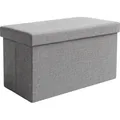 Produktbild: Ruhhy Faltbare Sitztruhe 60x30x30 cm Aufbewahrungsbox mit Deckel in Grau, 54L Stauraum, Belastbar bis 80 kg – Sitzwürfel mit Polster für Wohnzi...