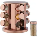 Produktbild: Relaxdays Gewürzkarussell 10026460, drehbar, aus Edelstahl, mit 12 Gewürzgläsern, kupfer