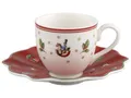 Produktbild: Villeroy & Boch Mokka-/Espressotasse, Untertasse, Hartporzellan, Weiß / Rot, 22 x 16 x 8 cm