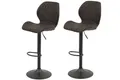 Produktbild: 2er Set Barhocker Sonja - Mikrofaser Braun m.Rautensteppung - Metallgestell Grau - höhenverstellbar - 360° drehbar