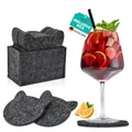 Produktbild: wortek Filz Untersetzer Gläser Schwarz in Katzenform – 10er Set mit Aufbewahrungsbox, Glasuntersetzer für Getränke, Tassen, Bar, Glas - Ø 10cm Tischuntersetzer Filzuntersetzer Gläser