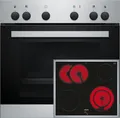 Produktbild: Siemens Herdset Backofen Kochfeld EQ110KA2EE Edelstahl EA64RGNA1E HE010FBR1 SET