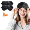 Produktbild: Viedouce Schlafmaske Seide Augenmaske 2 Pack,100% Hautfreundlich Frauen und Herren, Angenehme Ideal für Schlaf zu Hause Auf Reisen, Schwarz