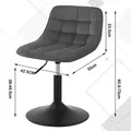 Produktbild: 1x Barhocker aus Samt 360° Drehstuhl mit Lehne verstellbarer Sitzhocker Stuhl Arbeitshocker Bürohocker Esszimmerstuhl Schminkhocker, Dunkelgrau