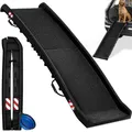 Produktbild: CADOCA® Hunderampe Auto klappbar 90kg kompakt 156x40cm Tragegriff Sicherungsbügel Reflektoren Trinknapf Hund Katze rutschfest leichte Einstiegshilfe