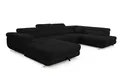 Produktbild: SOFILAND Cordo U XXL Wohnlandschaft mit Schlaffunktion und 2 Bettkästen - Breitcord Tilia - U-Form Sofa (Schwarz, Rechte Seite)