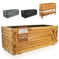 Produktbild: BOOGARDI Pflanzkübel groß außen & innen mit Vlies · 140cm lang naturbraun · Pflanzkasten rechteckig in 10 Größen Hochbeet Holz für Garten, ... - Braun