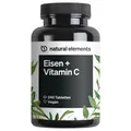 Produktbild: natural elements Eisen + 40mg Vitamin C Acerola – 240 Tabletten – Chelat-Komplex Eisenbisglycinat