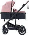 Produktbild: Daliya® NEOMOVE 2in1 Kinderwagen | Babywanne & Sportsitz in einem | Buggy | Alu-Rahmen Reisekinderwagen | Kombikinderwagen mit großen Einkaufskorb | für Stadt und Gelände | Sicher & Komfortabel (Rahmen: Schwarz, Stoff: Rosa)