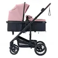 Produktbild: Daliya® NEOMOVE 2in1 Kombi-Kinderwagen | Buggy | klappbare Babywanne und Sportsitz | Große Räder | Rückenlehne stufenlos | Leichter Alu-Rahmen | Großer Einkaufskorb (Schwarz-Rosa)