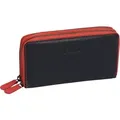 Produktbild: Reißverschlusslangbörse Leder, schwarz-rot - Schwarz
