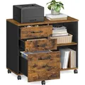 Produktbild: Vasagle Bürowagen OFC041B01, braun vintage, 80 x 66 x 40cm, Holz, mit Hängeregistratur