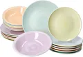 Produktbild: 18tlg Tellerset Pastello 6 Personen Essteller Suppenteller Kuchenteller bunt