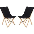 Produktbild: Costway 2er Set Campingstuhl Faltbar Bambusgestell Schwarz