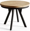Produktbild: AlpiMeble Runder Esstisch ausziehbar – Moderner Wohnzimmertisch und Küchentisch – Tisch mit Stabile Konstruktion, Durchmesser 90 cm - 190 cm - Farbe Craft - Kollektion Evo