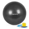 Produktbild: MSPORTS Gymnastikball Premium | Pilates Ball - Anti Burst inkl. Pumpe + Workout App + Übungsposter | Pezziball 55 cm - 105 cm Medizinball - Fitnessball 65 cm, Anthrazit Sitzball