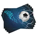 Produktbild: ABAKUHAUS Fußball Platzmatten, Ziel Fußball Nettozusammenfassung Punkt Muster Herkunft Europäisches Sport, Waschbare Stoff Esszimmer Küche Tischdekorations Digitaldruck, Schwarz Weiß
