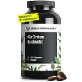 Produktbild: natural elements Grüntee Extrakt – 180 Kapseln – 1998 mg Grüntee Extrakt pro Tagesdosis – mit EGCG und Polyphenolen – vegan, hochdosiert, ohne unnötige Zusätze – laborgeprüfte Qualität