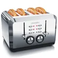 Produktbild: Arendo Toaster für 4 Scheiben, 1630 W, Automatik, Edelstahl, Wärmeisolierendes Doppelwandgehäuse, silber