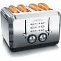 Produktbild: Toaster für 4 Scheiben, 1630 w, Automatik, Edelstahl, Wärmeisolierendes Doppelwandgehäuse, silber - Arendo