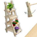 Produktbild: holz4home® Pflanzleiter mit 4 Ablagen I Größe: 52,5 x 109 x 35 cm I Blumentreppe aus Tannenholz hell I Blumenregal
