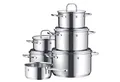 Produktbild: WMF Topf-Set Inspiration Induktion, Kochtopf Set mit Glasdeckel, Cromargan® Edelstahl Rostfrei 18/10 (Set, 11-tlg., 2x Bratentopf Ø 16/20cm, 3x Fleischtopf Ø 16/20/24cm, Stieltopf Ø 16cm), für alle Herdarten geeignet, unbeschichtet