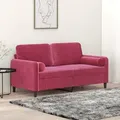 Produktbild: vidaXL 2-Sitzer-Sofa mit Zierkissen Weinrot 140 cm Samt