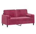 Produktbild: vidaXL Sofa 2-Sitzer-Sofa mit Zierkissen Weinrot 140 cm Samt