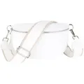 Produktbild: MIRROSI Bauchtasche Damen, Echtleder, Made in Italy, Umhängetasche, Brusttasche, (Schultertasche für jeden Anlass (1 Tasche & 2 Gurte), Crossbody Bag, Weiß, gemusterten& verstellbaren Schulterriemen weiß Große Tasche (29x18x9cm)