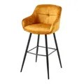 Produktbild: riess-ambiente.de Design Barhocker Euphoria senfgelb Samt Schwarze Metallbeine mit Lehne, Barstuhl, Küchenstuhl, Tresenstuhl