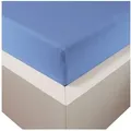 Produktbild: Traumschloss Spannbettlaken Premium Plus, Jersey, Gummizug: rundum, (1 Stück), 260g/m2, 47,5% Mako Baumwolle, 47,5% Lyocell, 5% Elasthan blau 140-160 cm x 200-220 cm