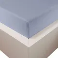 Produktbild: Traumschloss Spannbetttuch »Premium Plus« Mako Baumwolle mit Lyocell & Elasthan | Edel-Jersey | wärmt im Winter & kühlt im Sommer | Mittelblau | 140-160x200-220cm