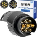 Produktbild: 7 auf 13-pol Adapter Stecker, Steckverbindung 13pol Anhänger Stecker zu 7pin Auto Steckdose, 7-13 Pin Adapter nach ISO 1724 und 11446 genormt, AHK Verbinder für 12 V Systeme, Hänger Adapterstecker