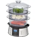 Produktbild: Clatronic - dg 3547 Elektro-Dampfgarer, 3 Behälter, LCD-Display, 800 w, Aluminium, Schwarz/Edelstahl