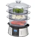 Produktbild: Clatronic - Dg 3547 Elektro-dampfgarer, 3 Behälter, Lcd-display, 800 W, Aluminium, Schwarz/edelstahl